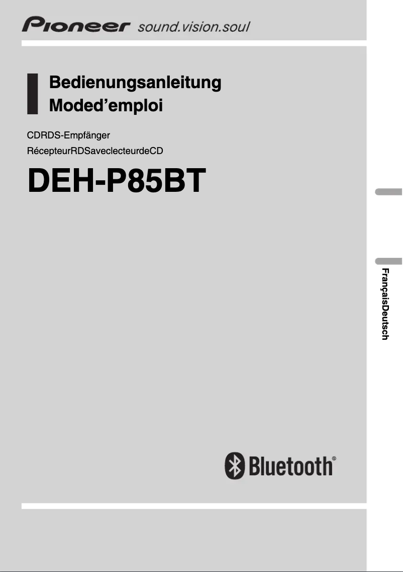 Image de la première page du manuel de l'appareil DEH-P85BT