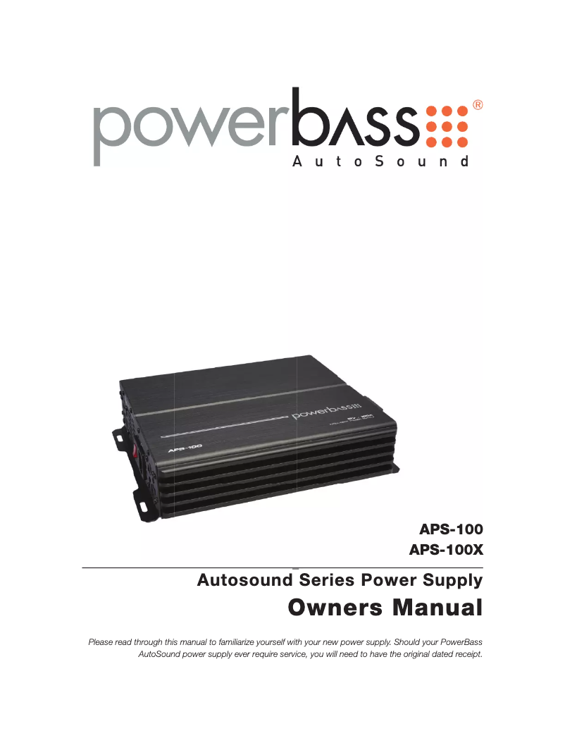 Page n°1 - Manuel utilisateur PowerBass APS-100