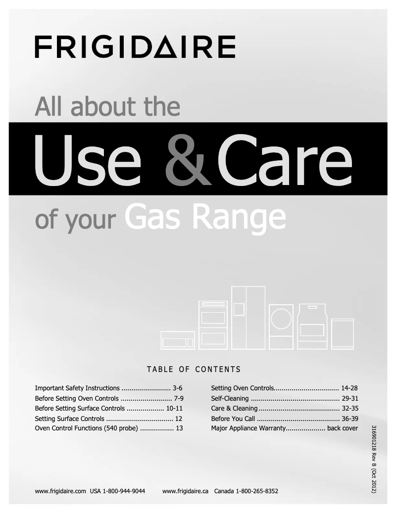 Page 1 de la notice Manuel utilisateur Frigidaire FGGF3054MF