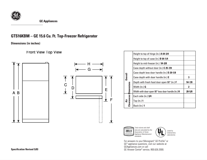 Image de la première page du manuel de l'appareil GTS16KBMCC