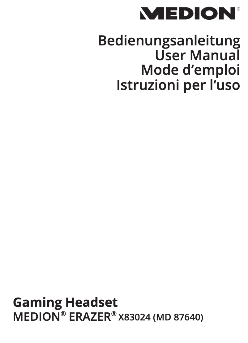 Page 1 de la notice Manuel utilisateur Medion ERAZER X83024 (MD 87640)