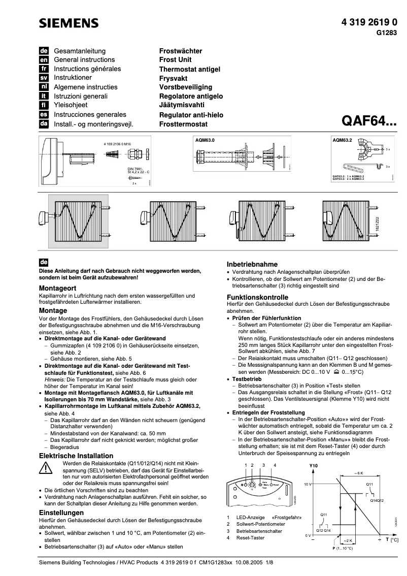 Page n°1 - Manuel utilisateur Siemens QAF64