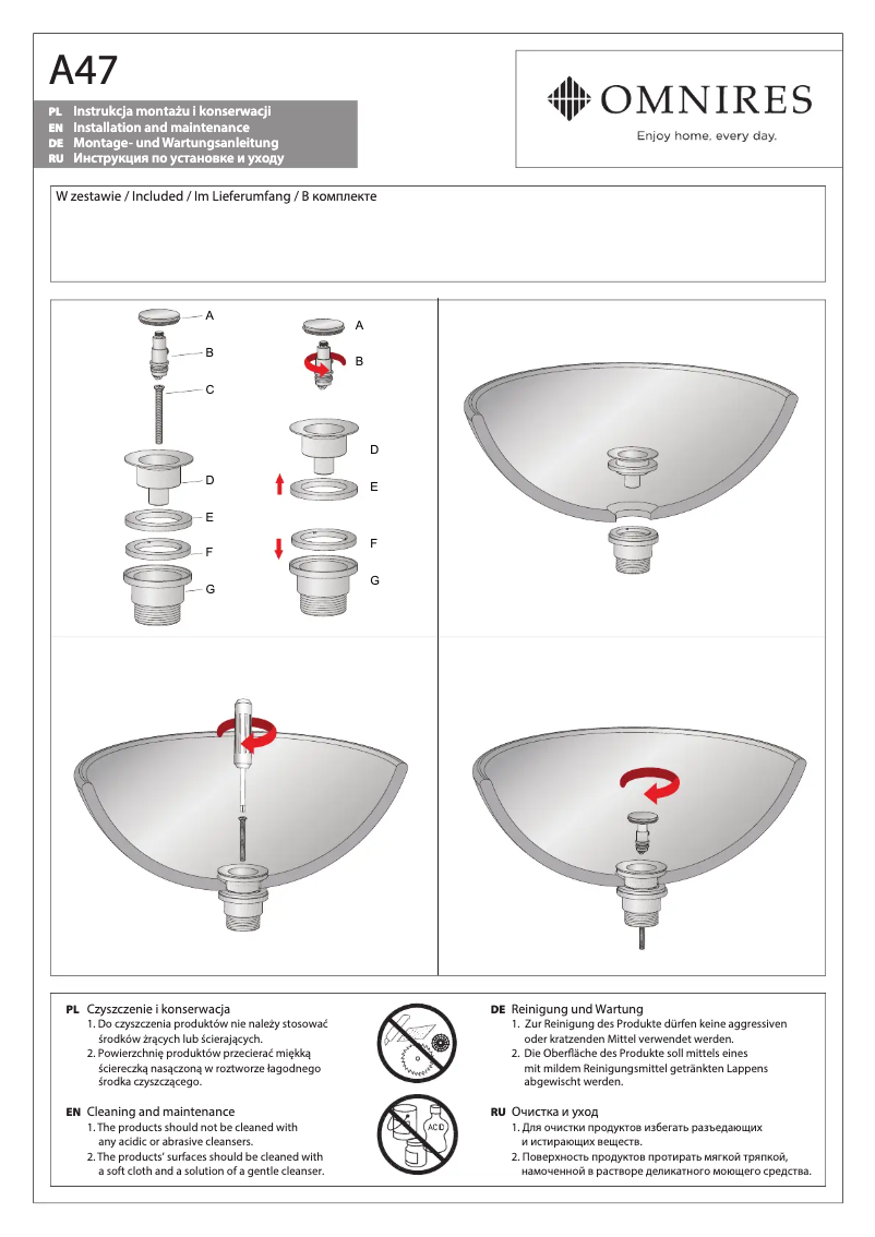 Imagen de la primera página del manual del dispositivo A47