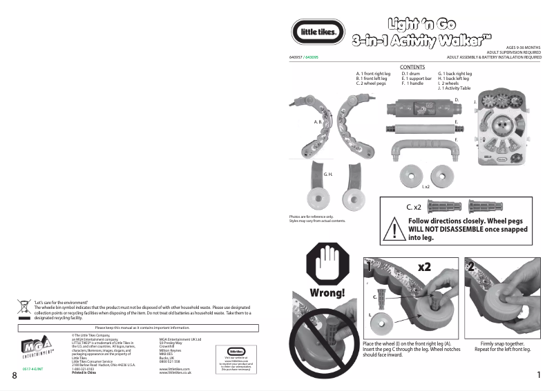 Page 1 de la notice Manuel utilisateur Little Tikes Light 'n Go 3-in-1 Activity Walker