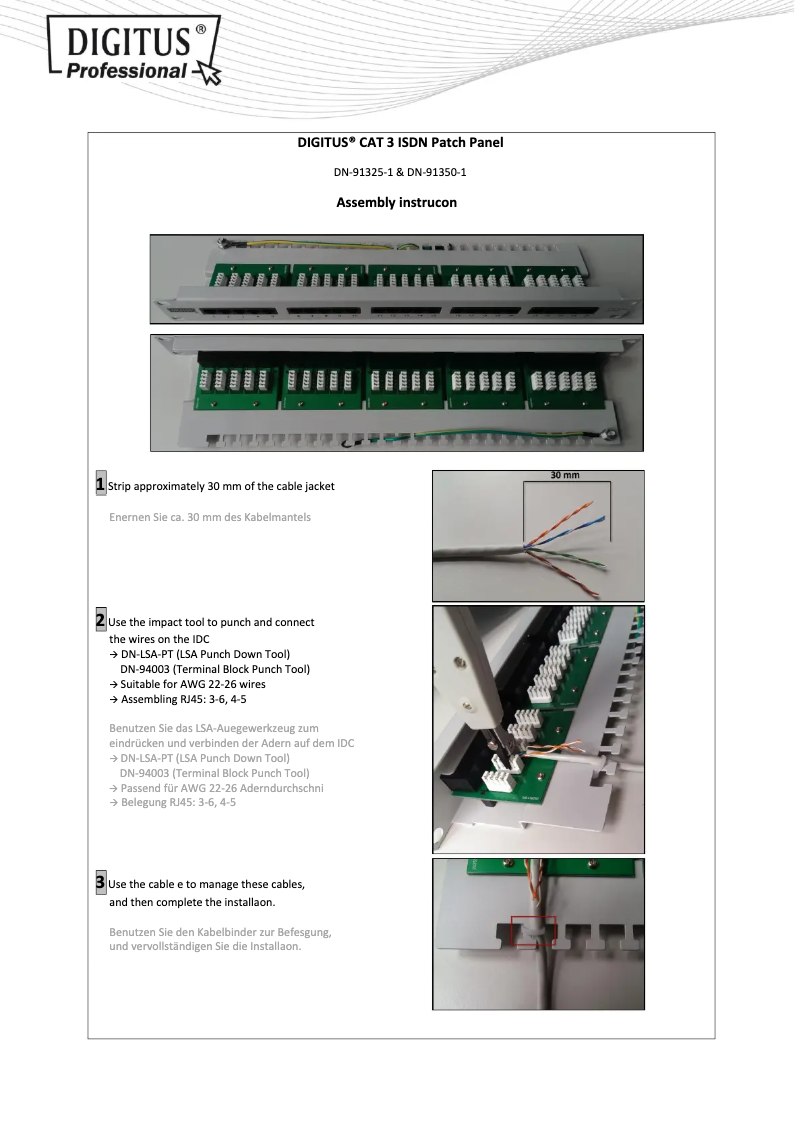 Page n°1 - Manuel utilisateur Digitus DN-91325-1
