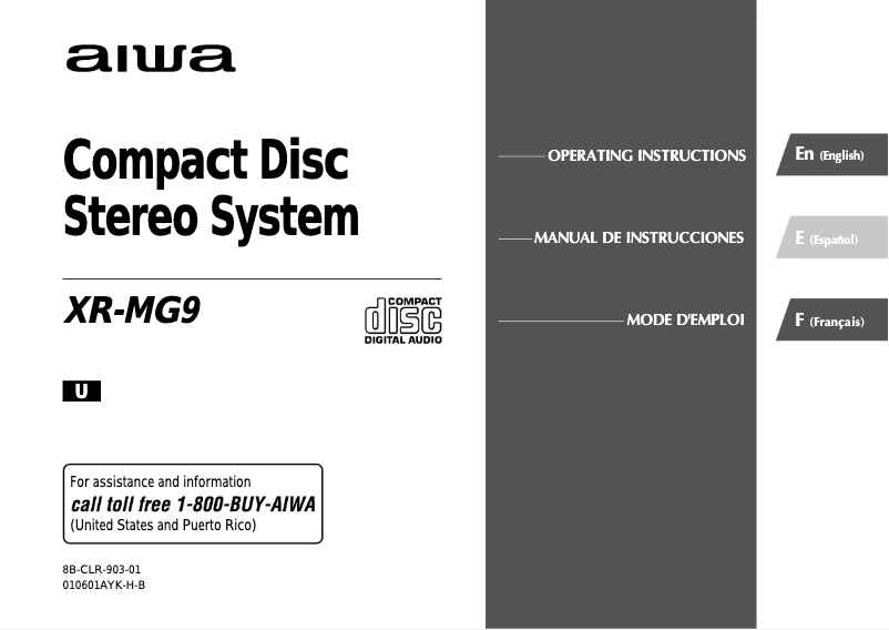 Page 1 de la notice Manuel utilisateur Aiwa XRMG9