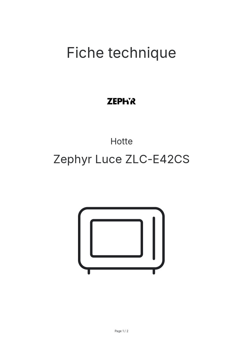 Page n°1 - Fiche technique Zephyr Luce ZLC-E42CS
