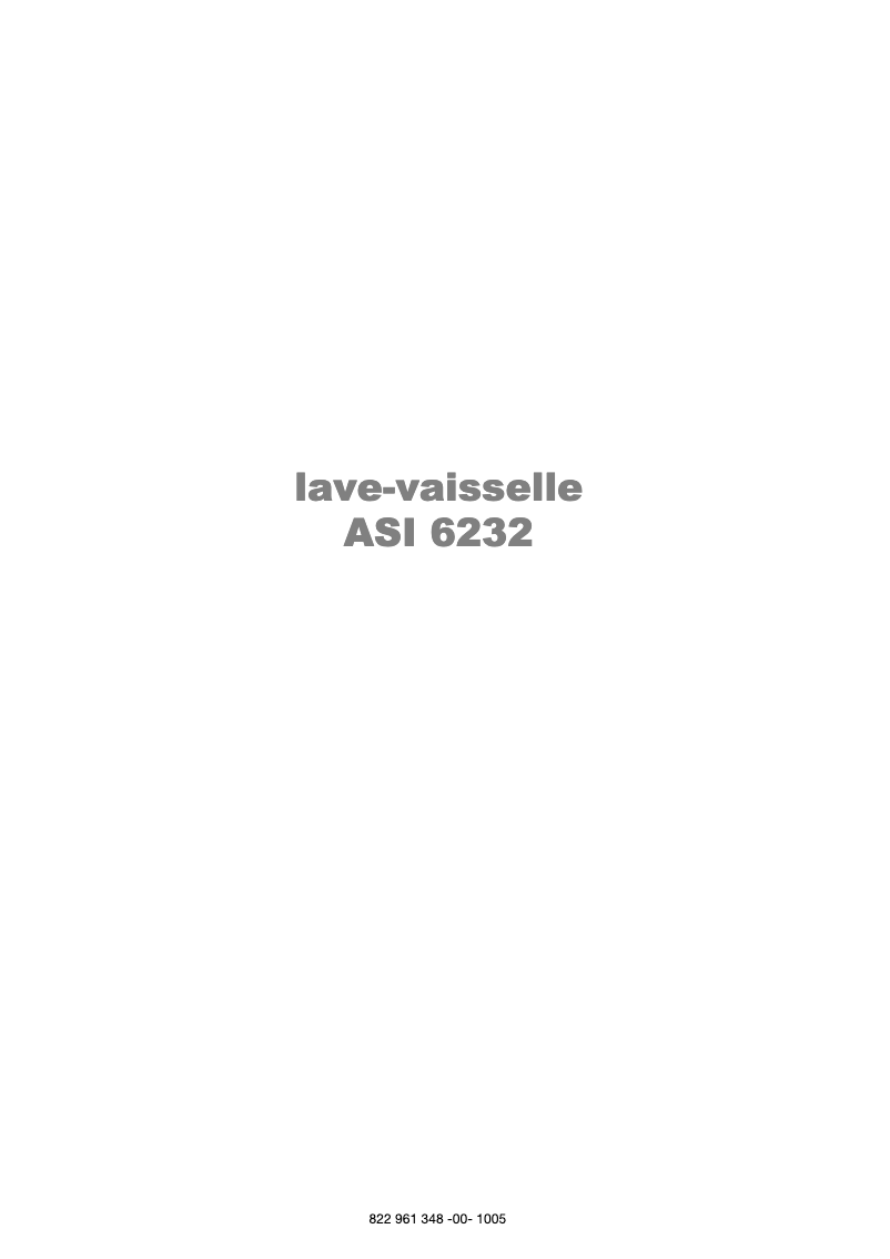 Page n°1 - Manuel utilisateur Arthur Martin-Electrolux ASI 6232 W