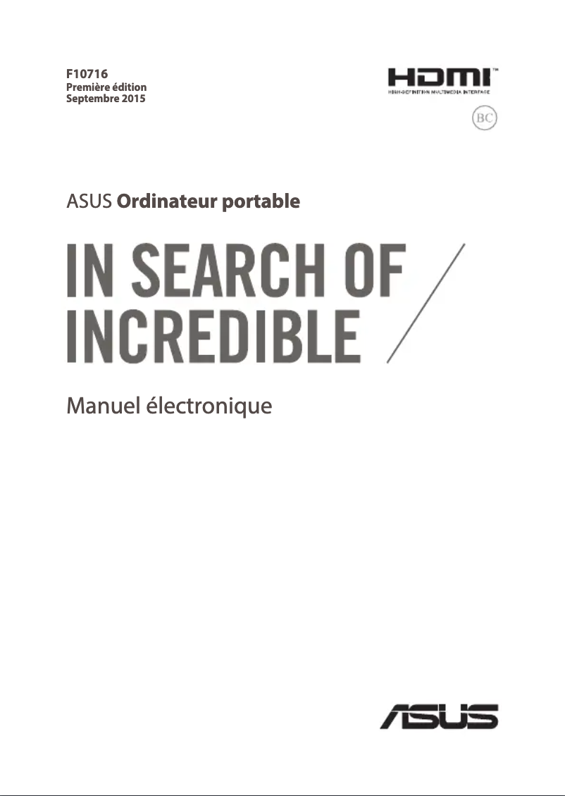 Page 1 de la notice Manuel utilisateur Asus ROG G752VM