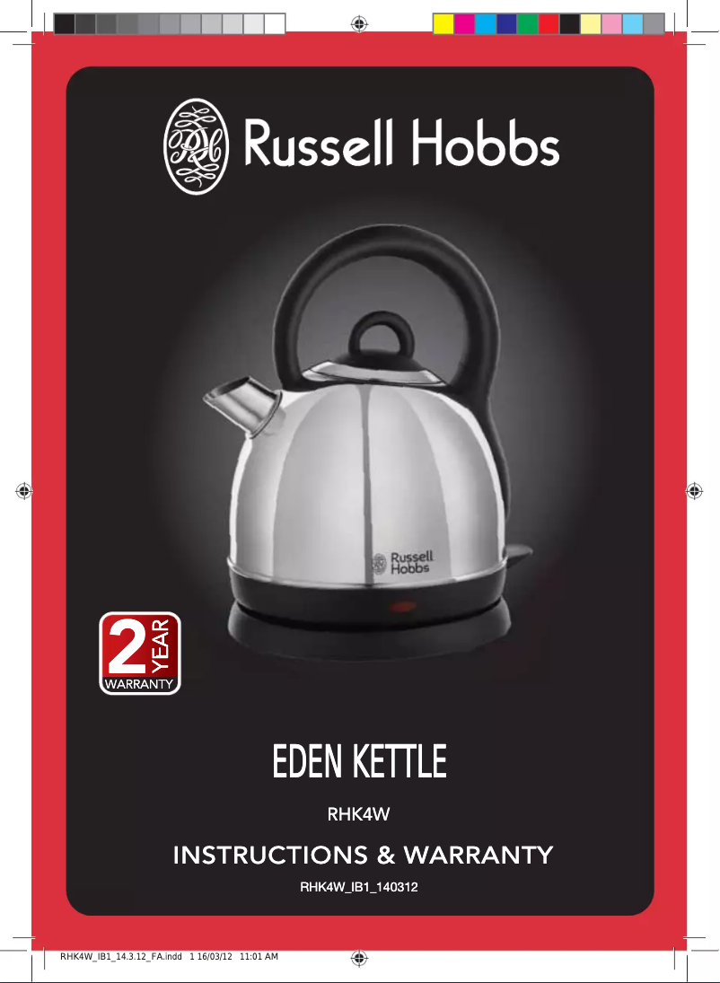 Page n°1 - Manuel utilisateur Russell Hobbs Eden RHK4W
