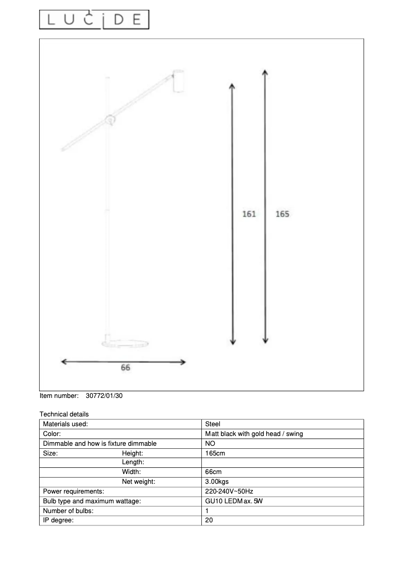 Page 1 de la notice Manuel utilisateur Lucide Philine