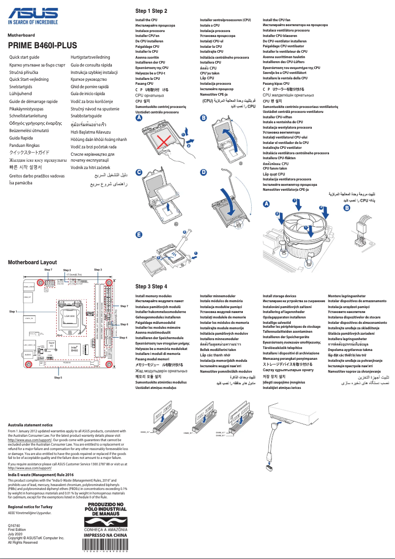 Image de la première page du manuel de l'appareil PRIME B460I-PLUS/CSM