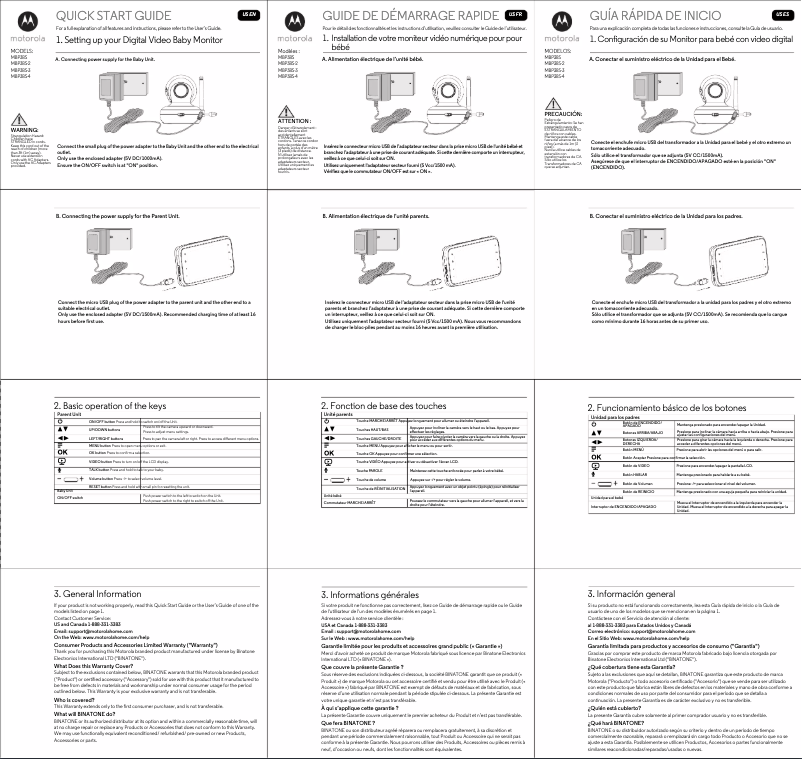 Page n°1 - Manuel utilisateur Motorola MBP38S-4