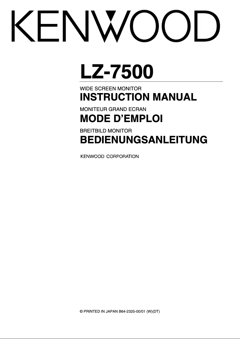 Page 1 de la notice Manuel utilisateur Kenwood LZ-7500