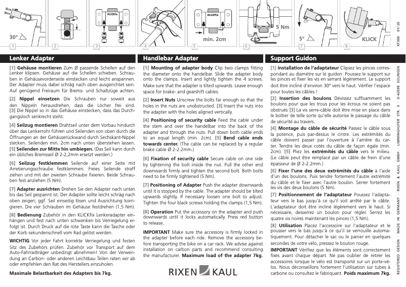 Page n°1 - Manuel utilisateur KLICKfix Handlebar Adapter
