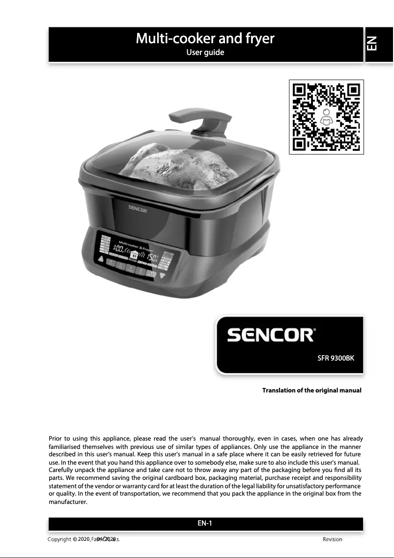 Page n°1 - Manuel utilisateur Sencor SFR 9300BK