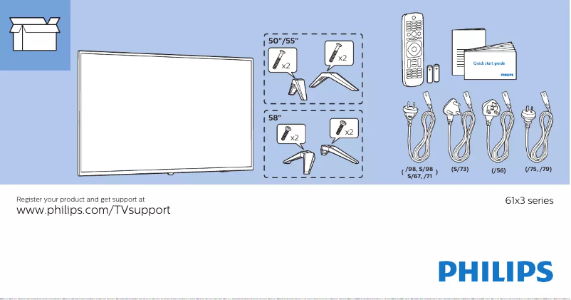 Page 1 de la notice Guide de démarrage rapide Philips 50PUT6103