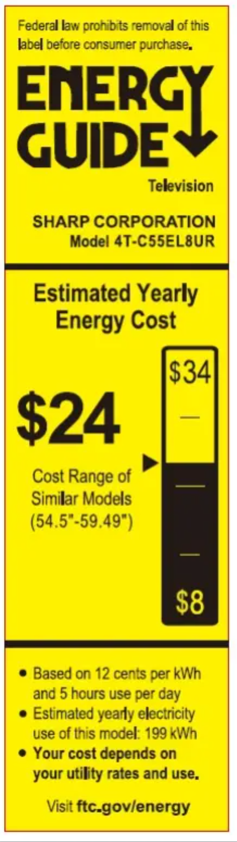 Page 1 de la notice Label énergétique Sharp 4T-C55EL8UR