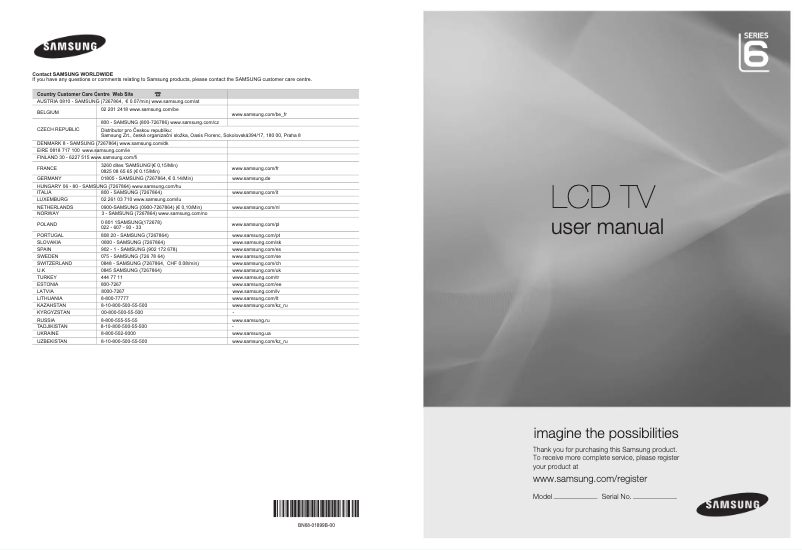 Page n°1 - Manuel utilisateur Samsung LE22B650T6W