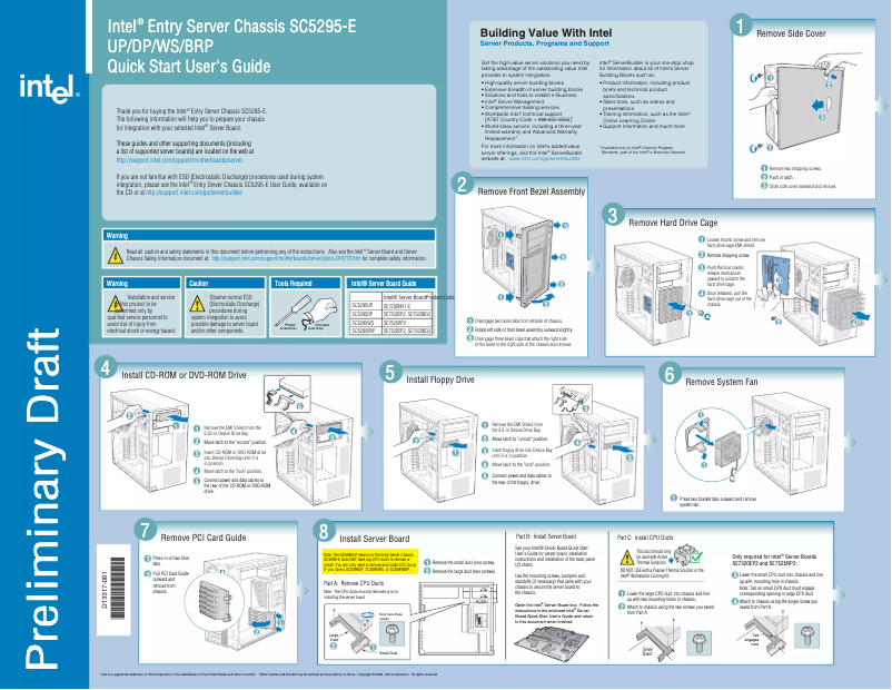 Page 1 de la notice Manuel utilisateur Intel SC5295-E