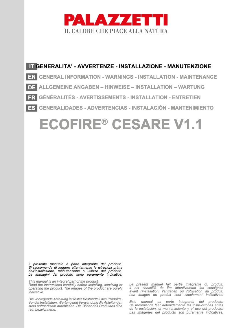 Page n°1 - Manuel utilisateur Palazzetti Ecofire Cesare II
