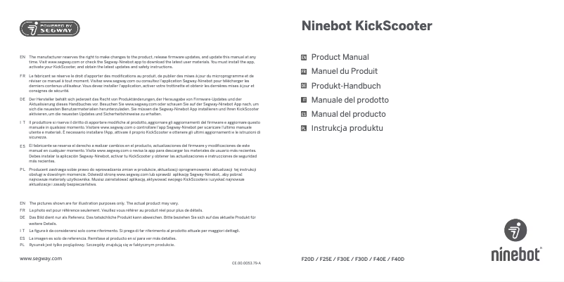 Image de la première page du manuel de l'appareil Ninebot KickScooter F25E II