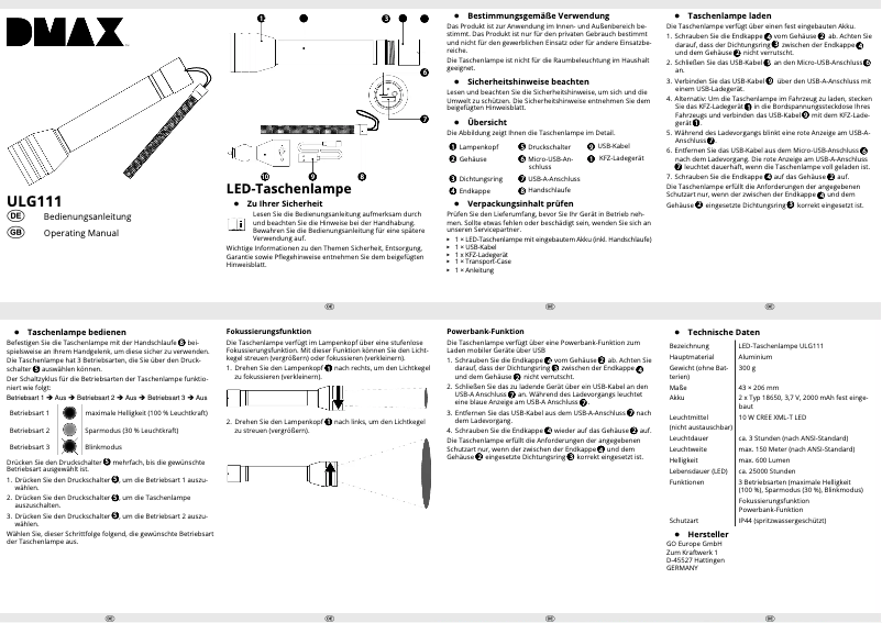 Image de la première page du manuel de l'appareil ULG111