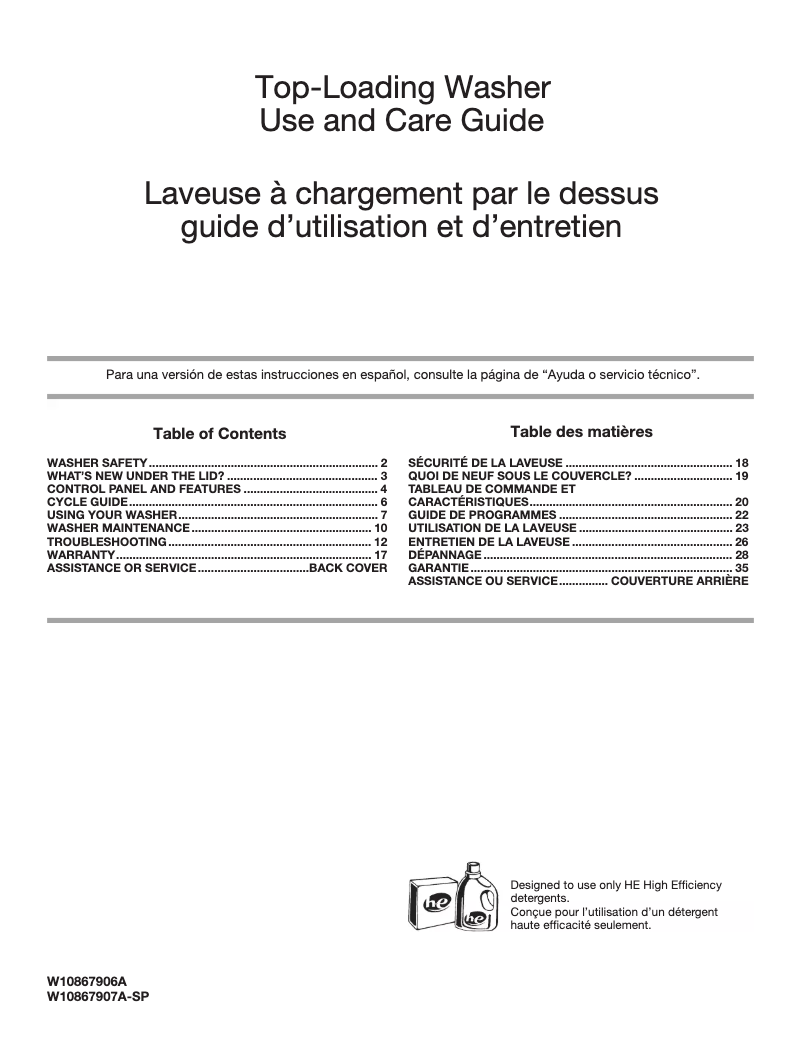 Page n°1 - Manuel utilisateur Roper RTW4516F