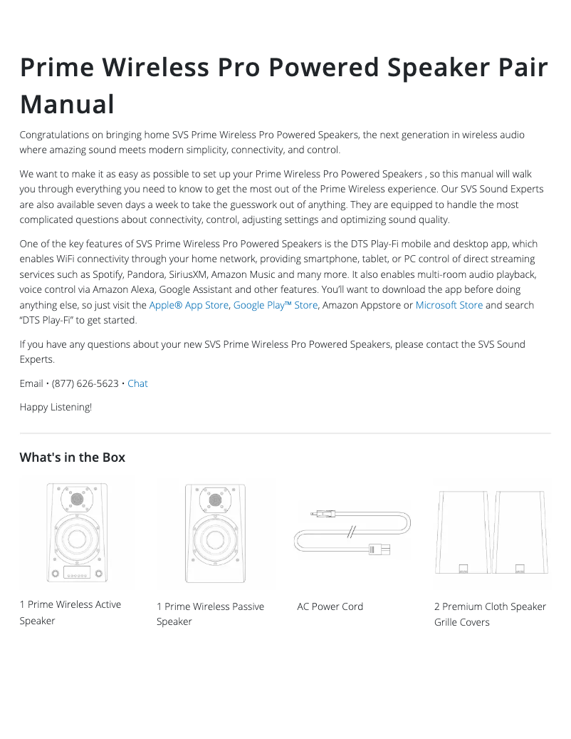 Page n°1 - Manuel utilisateur SVS Prime Wireless Pro Powered Speaker Pair