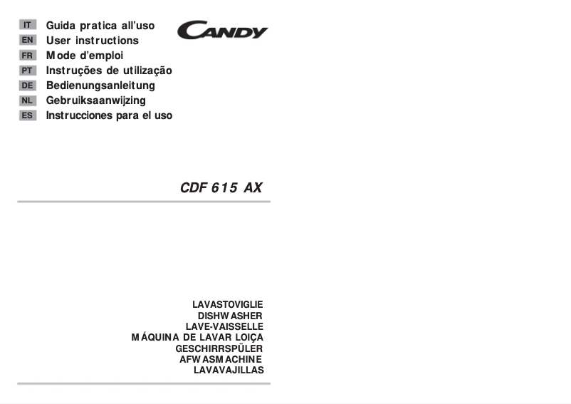 Page 1 de la notice Manuel utilisateur Candy CDF 615 AX/2-S
