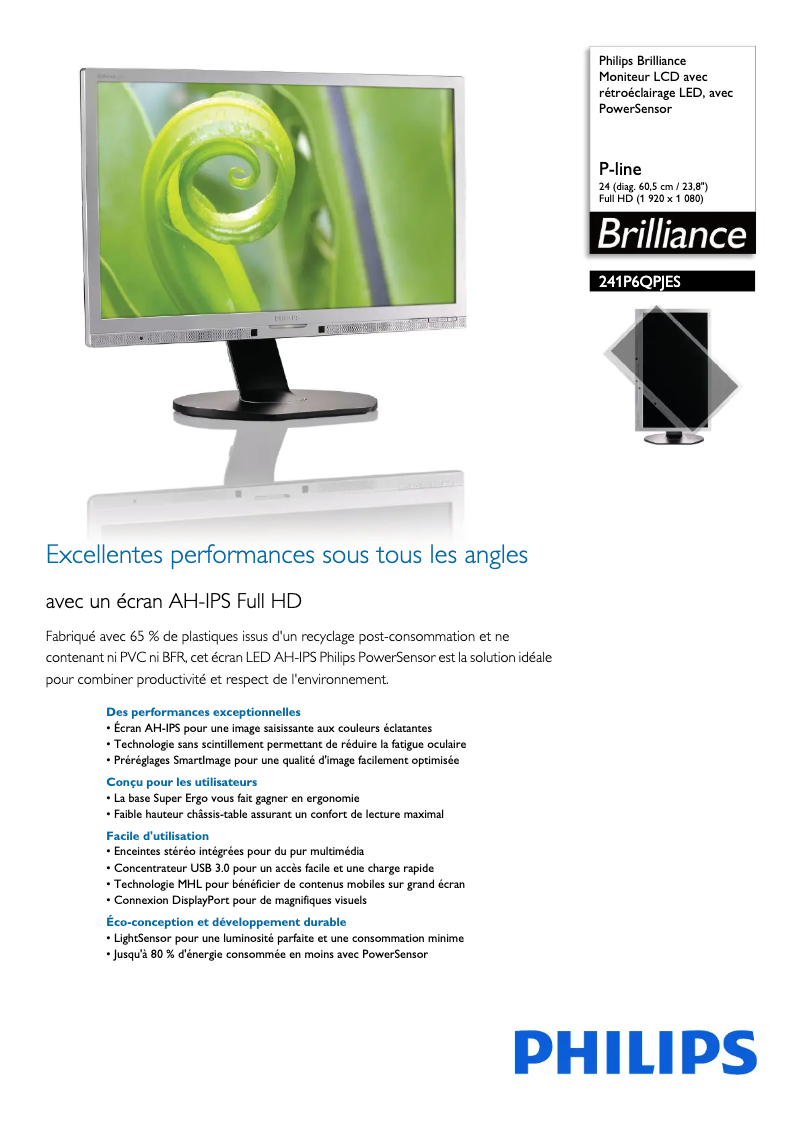 Image de la première page du manuel de l'appareil Brilliance 241P6QPJES