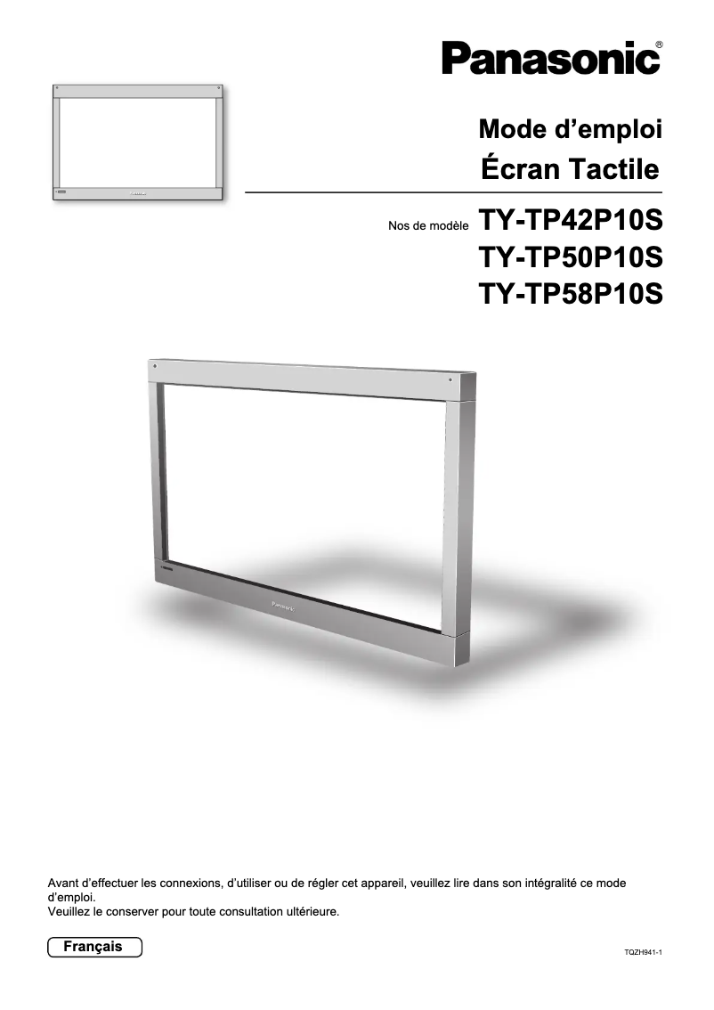 Page 1 de la notice Manuel utilisateur Panasonic TY-TP50P10S