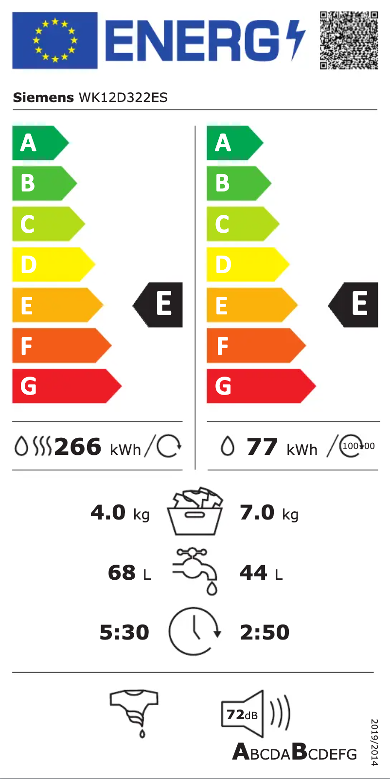 Page 1 de la notice Manuel utilisateur Siemens WK12D322ES