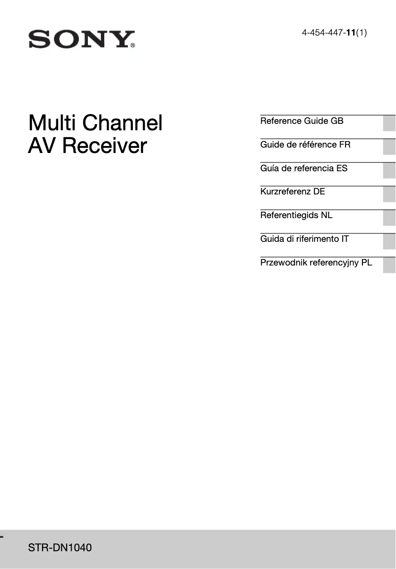 Image de la première page du manuel de l'appareil STR-DN1040