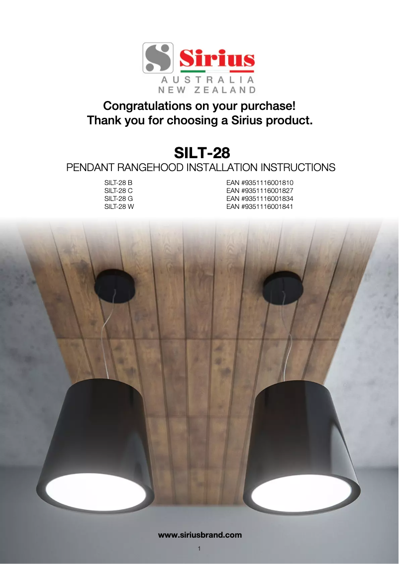 Page n°1 - Manuel utilisateur Sirius SILT-28