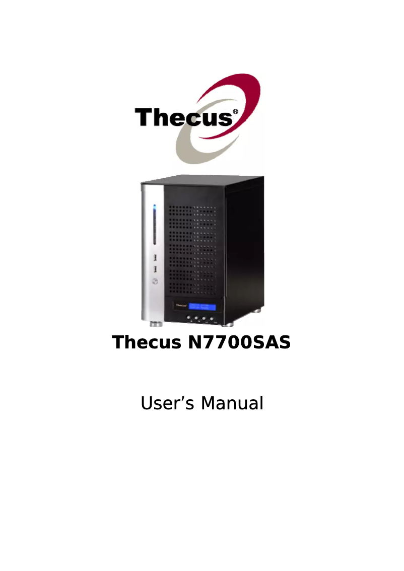 Page 1 de la notice Manuel utilisateur Thecus N7700SAS