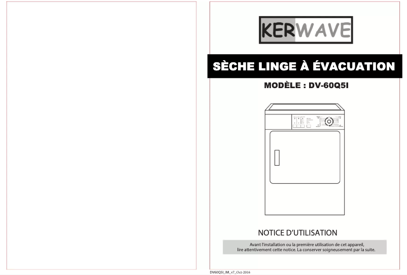 Page n°1 - Manuel utilisateur Kerwave DV-60Q5I