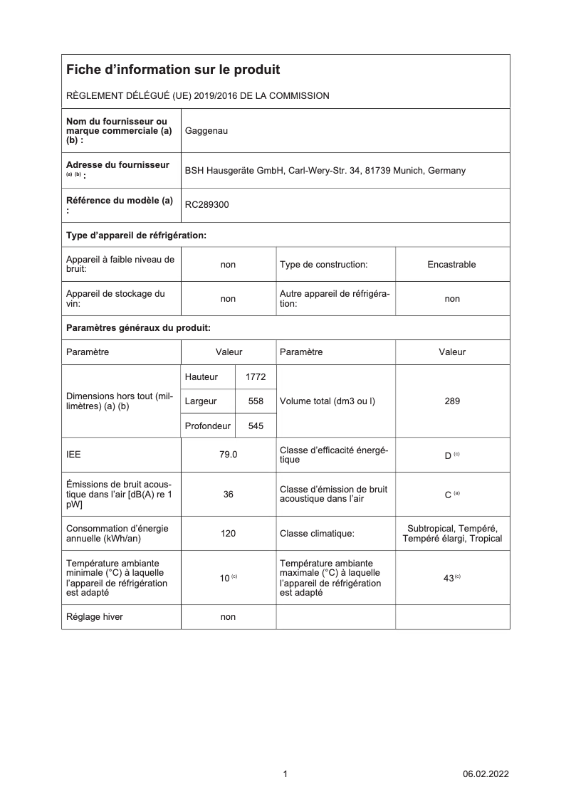 Image de la première page du manuel de l'appareil RC289300