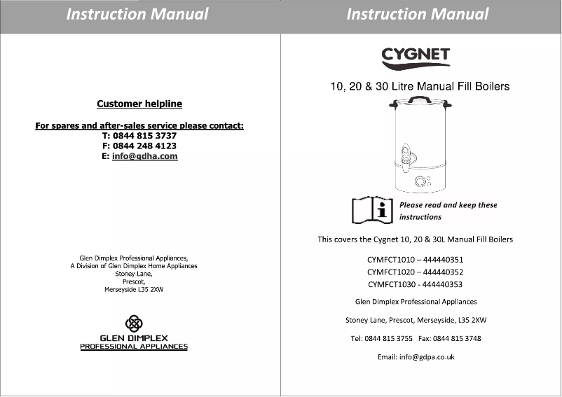 Page n°1 - Manuel utilisateur Cygnet CYMFCT1020