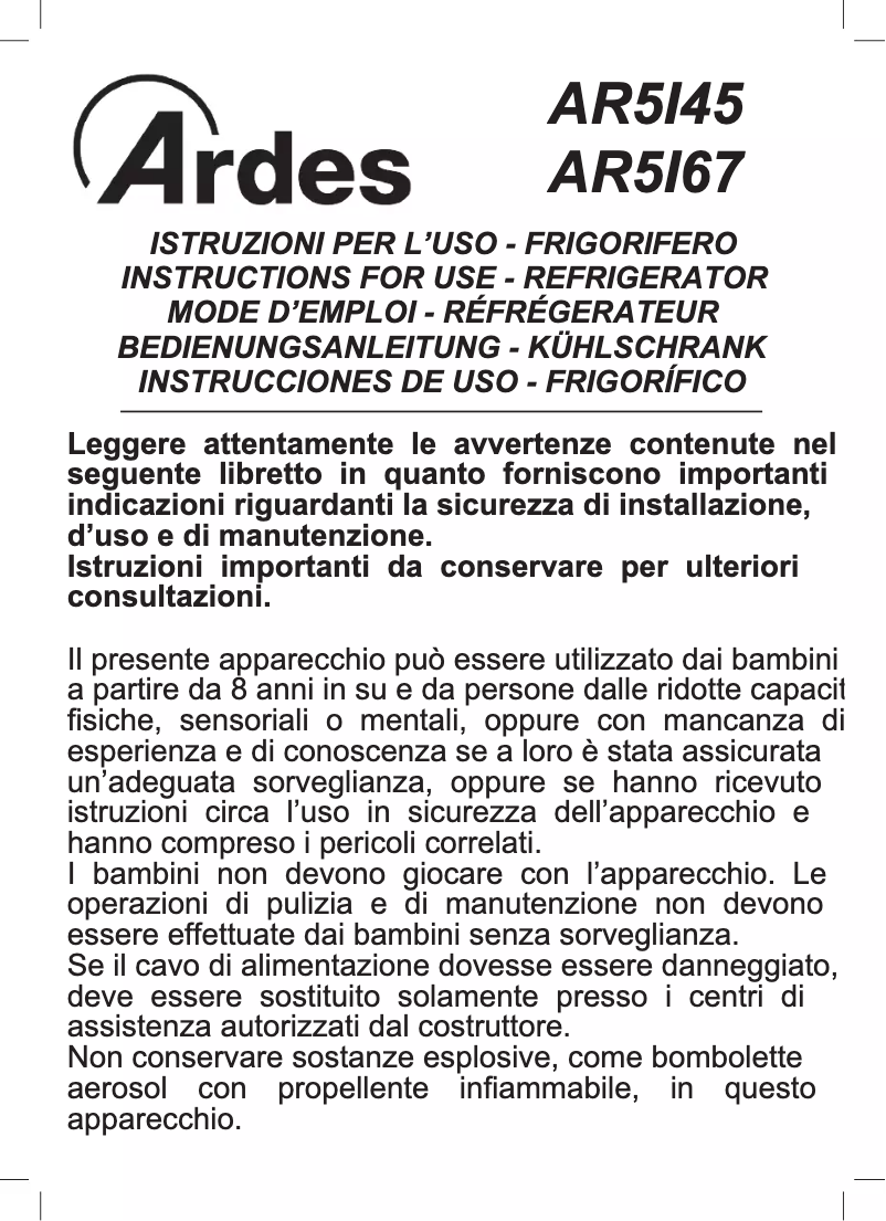 Página 1 del manual Manual de usuario Ardes AR5I45