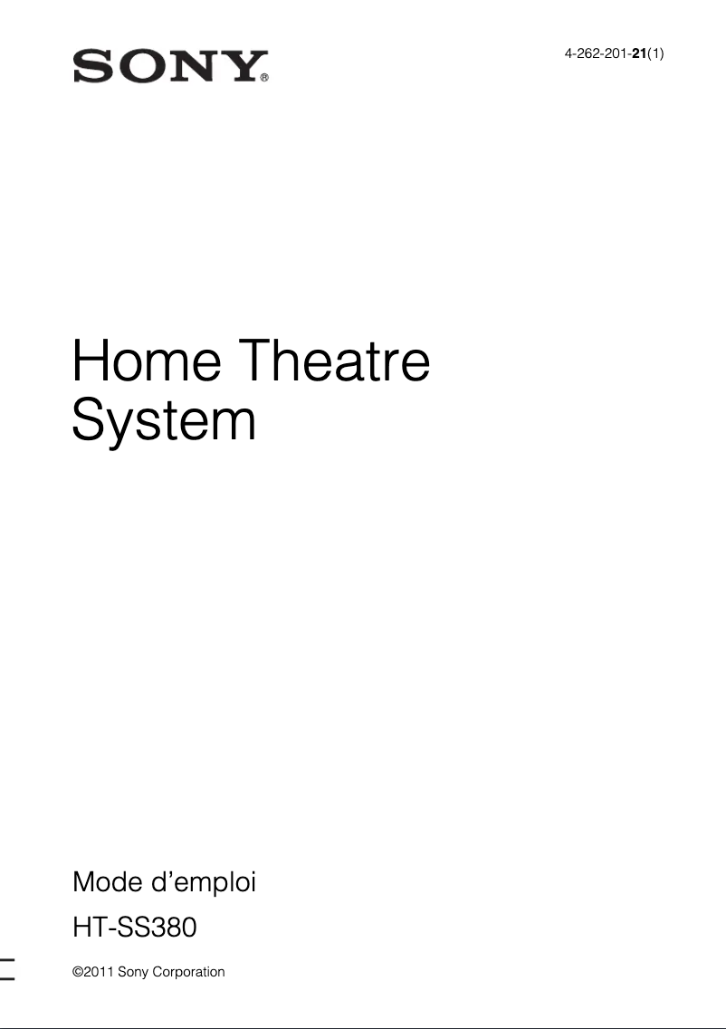 Page 1 de la notice Manuel utilisateur Sony HT-SS380