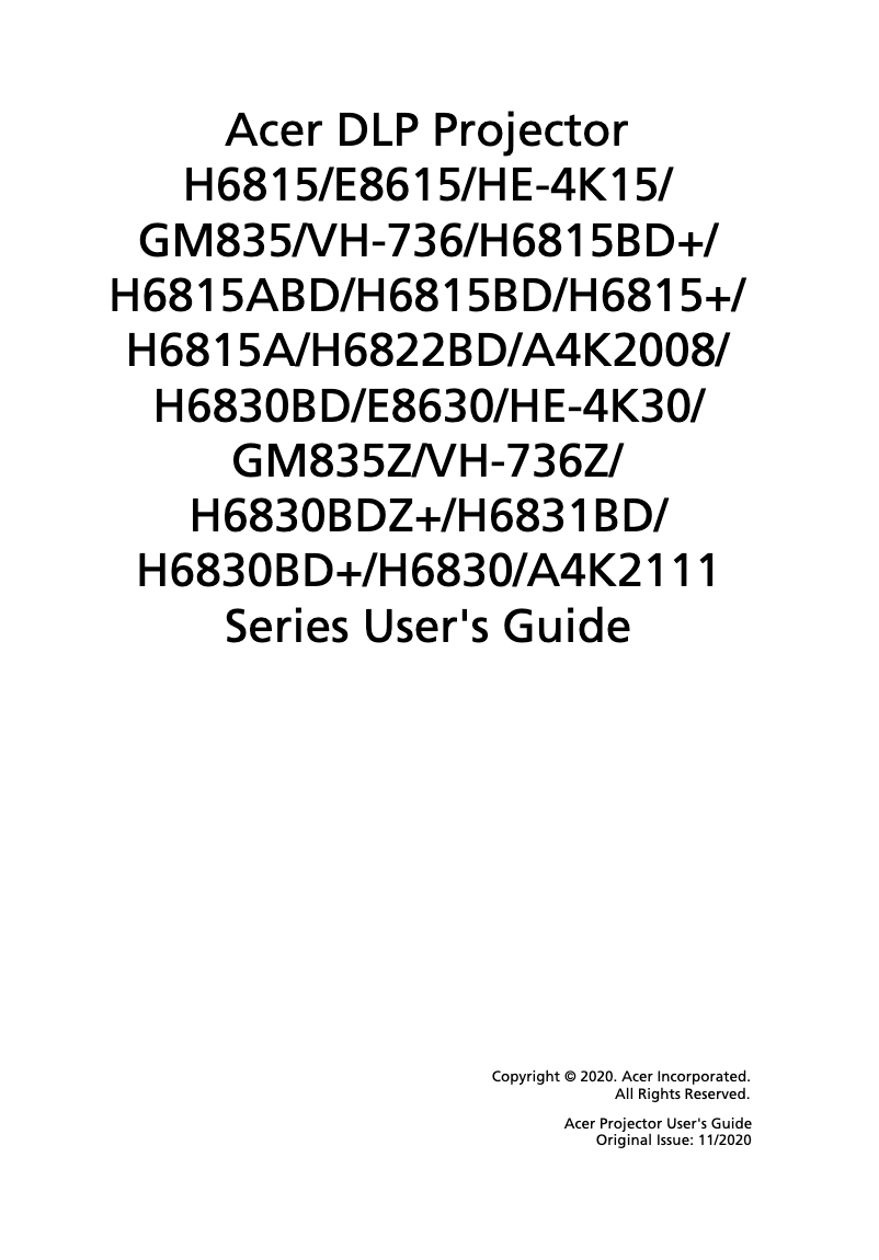 Page n°1 - Manuel utilisateur Acer GM835Z