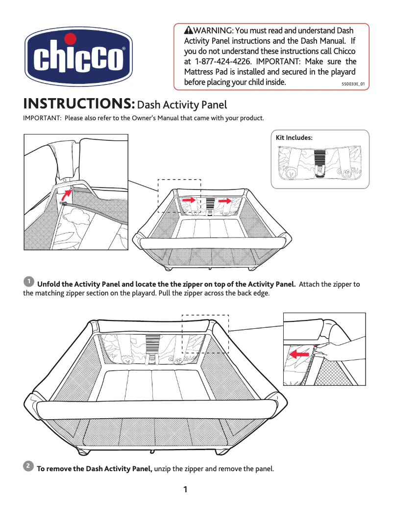 Page 1 de la notice Manuel utilisateur Chicco Dash Play Panel