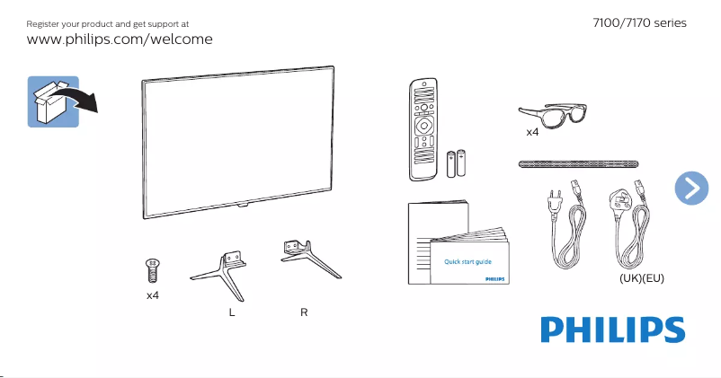 Page n°1 - Guide de démarrage rapide Philips 43PUK7100