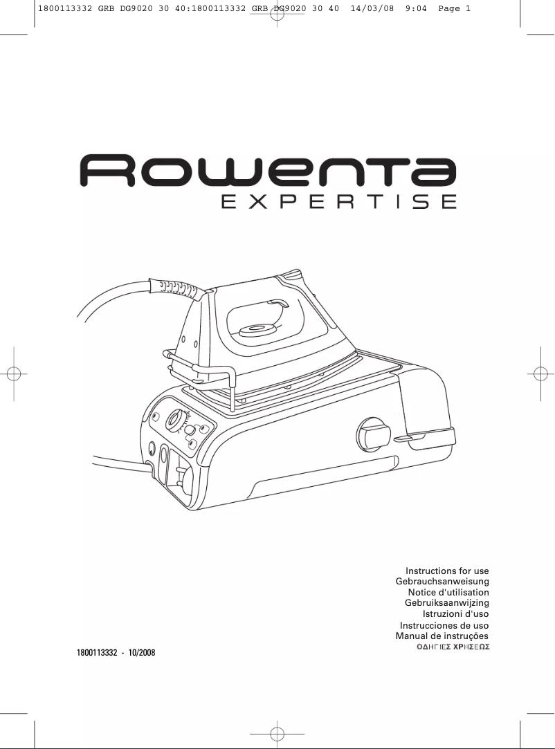 Page n°1 - Manuel utilisateur Rowenta Expertise DG9020