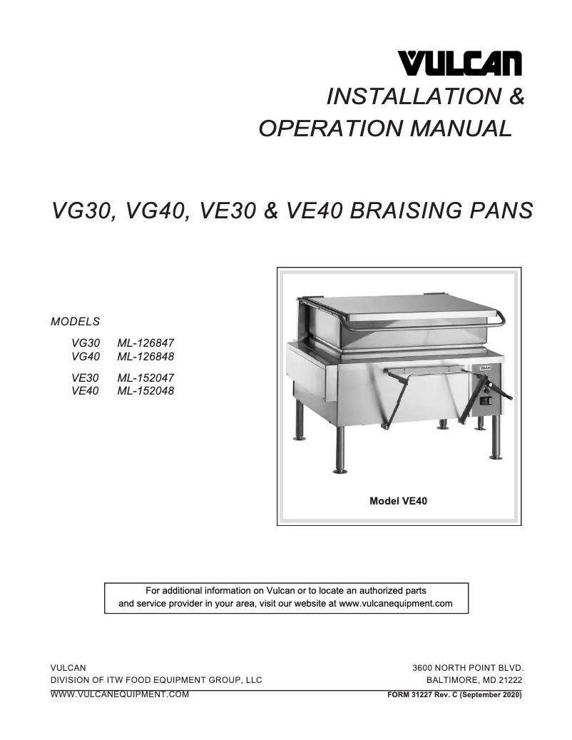 Page n°1 - Manuel utilisateur Vulcan VE40