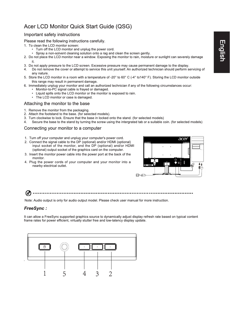 Page n°1 - Guide de démarrage rapide Acer KG271F