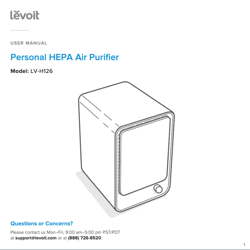 Page 1 de la notice Manuel utilisateur Levoit LV-H126