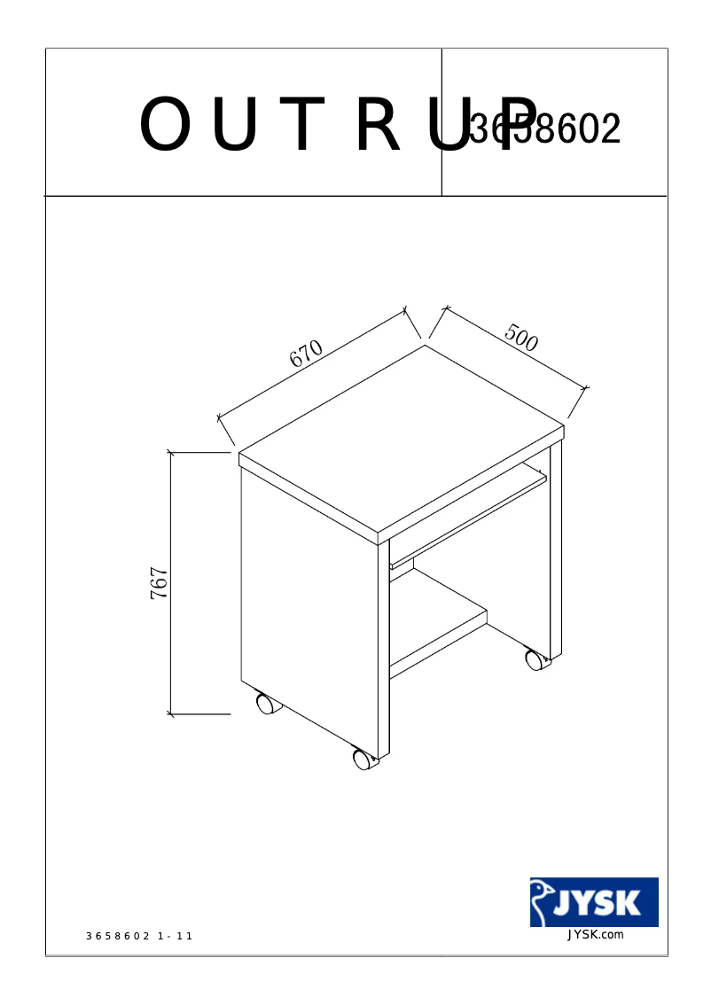 Page 1 de la notice Manuel utilisateur JYSK Outrup (67x76x50)