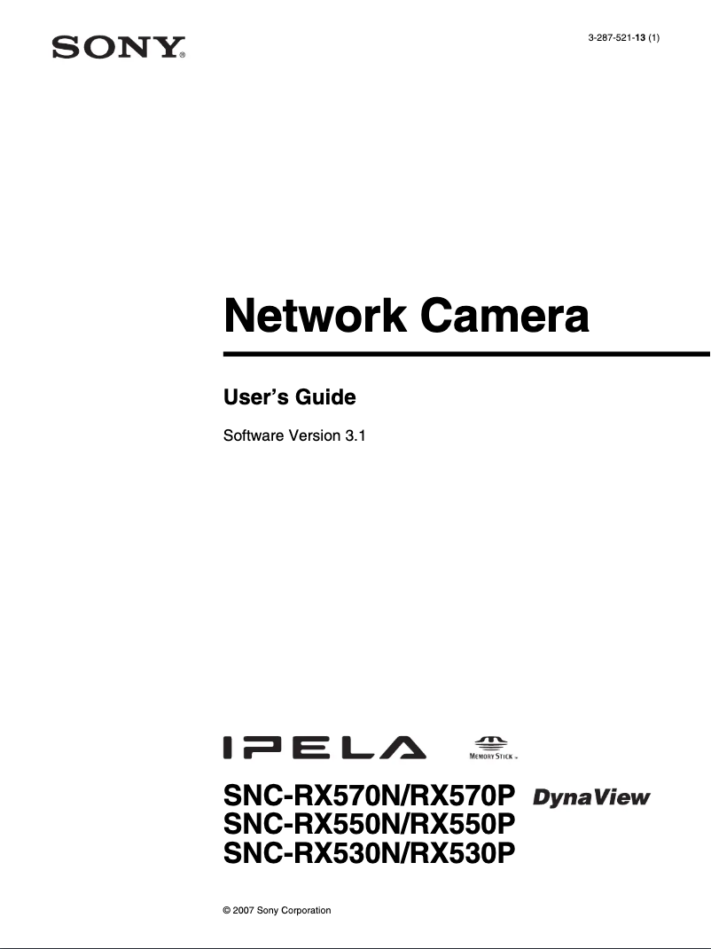 Page 1 de la notice Manuel utilisateur Sony SNC-RX550P